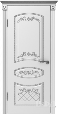 Межкомнатная дверь Адель Белая эмаль патина серебро